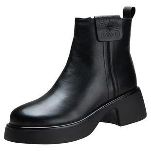 3515强人女鞋真皮女靴羊皮毛一体羊毛短靴冬季加绒加厚棉鞋雪地靴