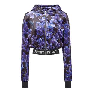 PHILIPP PLEIN 女士休花卉短款连帽拉链卫衣