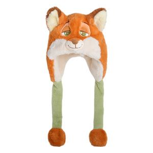 迪士尼miniso疯狂动物城朱迪尼克情侣帽子围巾手套耳朵会动三件套