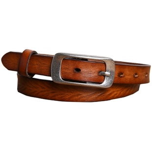 皮带女款真皮纯牛皮休闲百搭复古针扣腰带细配裙子装饰简约裤带