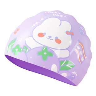儿童泳帽不勒头女童男童硅胶防水贴合专业护耳可爱时尚卡通游泳帽