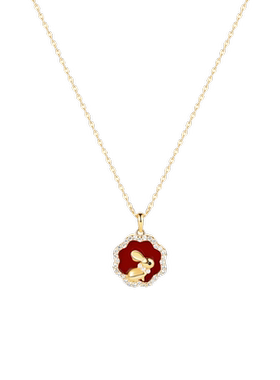 女新年红色小兔子项链毛衣链