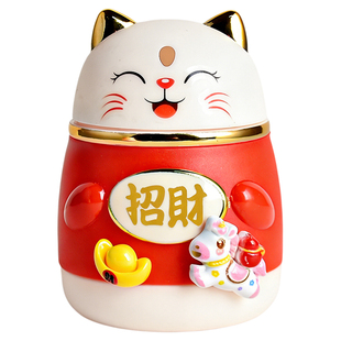 招财猫牙签筒按压自动弹出可爱卡通马年发财家用红色好看的牙签盒