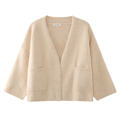 针织衫外套小开衫暖白色早春