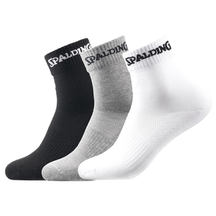 斯伯丁运动袜男款羽毛球篮球透气抗菌女中筒白色棉夏季跑步袜子