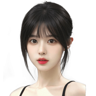 刘海假发女片头顶补发真发全真人发高颅顶增发量遮白发法式假刘海