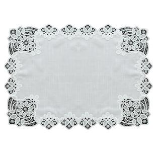 唯米9951麻棉蕾丝白色餐桌布方形小圆桌台布茶几床头柜防尘盖巾布