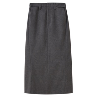 水云间深灰色H型直筒半身裙女中长款西装裙子简约高知风2025夏款