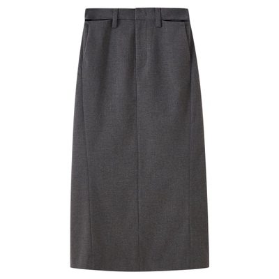 水云间深灰色H型直筒半身裙女中长款西装裙子简约高知风2026夏款