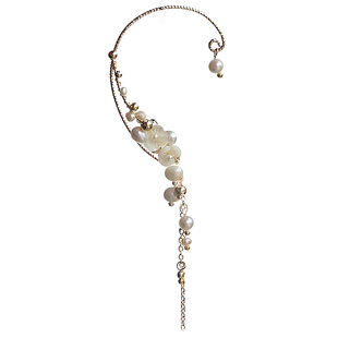 YOUR EARS原创手作淡水珍珠贝壳花无耳洞耳挂式耳夹抖音同款