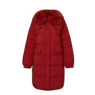 朗曼笛羽绒服女中长款2025冬季新款保暖显瘦时尚收腰减龄翻领外套