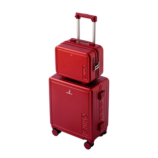 袋鼠小行李箱红色结婚陪嫁女结实耐用18寸登机pc材质红喜皮箱小型