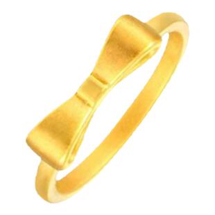 凯圣琳黄金可爱蝴蝶结戒指足金999指环女款3D硬金小尾戒纯金礼物