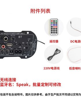 厂家跨境专供5寸12V220VMIC两用双配件功放带汽车数字功放板BT