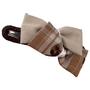 森系甜美格子蝴蝶结鸭嘴夹少女可爱后脑勺盘发夹抓夹2025新款发饰