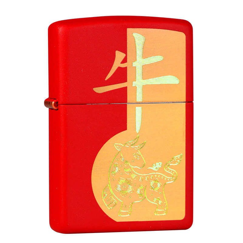 官方煤油打火机芝宝生肖牛红色