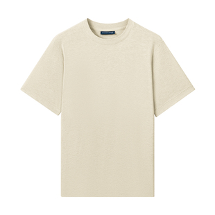 【春夏新品】十如仕休闲轻运动微弹罗纹圆领棉汉麻混纺短袖T恤T04