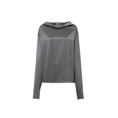 PAJA25姆米 100%桑蚕丝Classic系列夏季荡领长袖真丝上衣女