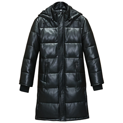 男士长款头层绵羊真皮羽绒防寒服