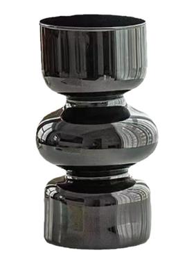 高级感中古玻璃花瓶摆件客厅插花绿植水培养高颜值餐桌面卧室装饰