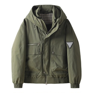 LUUD 山系户外防风保暖功能性多口袋90鸭绒抽绳连帽羽绒服外套男