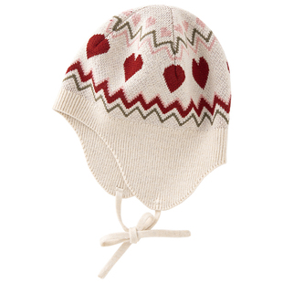 乖奇熊宝宝毛线针织帽春秋季婴幼儿外出包头护耳保暖防风帽子冬季