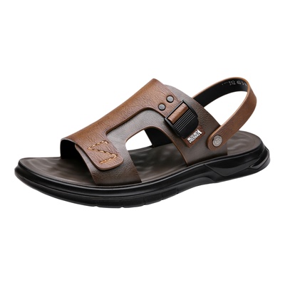 意尔康凉鞋男2026夏季新款男士真皮透气沙滩鞋防滑休闲外穿凉拖鞋