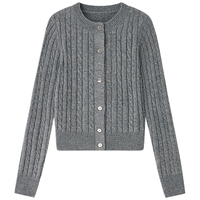 HaloLuu灰色毛衣内搭针织开衫