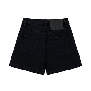 【现货】西草儿6819牛仔短裤女高腰热裤显瘦包臀黑色a字阔腿裤子