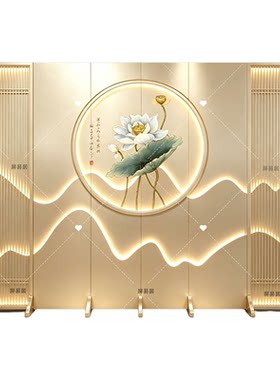 新中式轻奢可折叠可移动玄关屏风