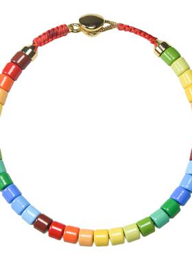 AWE白百何同款彩虹色串珠手链女