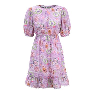 tanni松紧露腰中长款连衣裙女