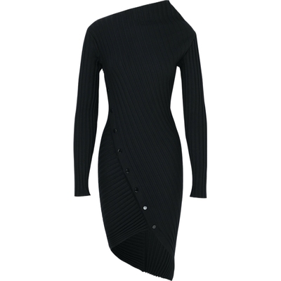 【折扣】Philosophy 女解构针织小黑裙长袖连衣裙