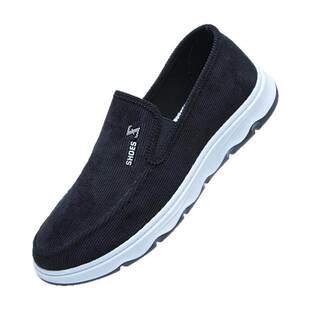 老北京布鞋男一脚蹬休闲板鞋舒适透气懒人鞋轻便帆布鞋中老年鞋子