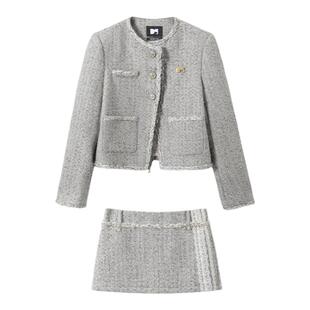 【XSPACE】Dpercent | 原创银色经典银色金丝气质小香风外套套装