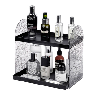 化妆品置物架梳妆台香水护肤品收纳盒桌面亚克力双层加高口红架子