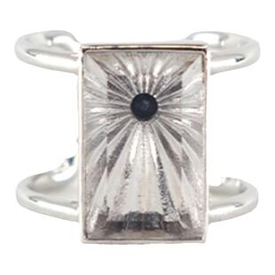 PUPILCASKET 刻纹水晶戒 原创小众设计透澈质感射线个性开口戒指