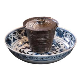 小雅瓷器家|朴由造物柴烧窑宝宜兴紫砂加景德镇泥料柴烧盖碗杯子