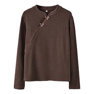 新中式盘扣秋冬德绒打底衫女外穿自发热保暖内搭中国风复古上衣女