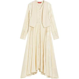 EXCEPTION例外女装春季连衣裙今箔棉打褶工艺绣花外套女