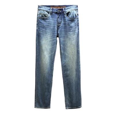 浅蓝色弹力修身牛仔裤男春夏中腰