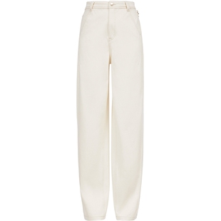 ONLY2025冬季新款磨毛加绒约克线宽松气球版型高腰阔腿裤牛仔裤女