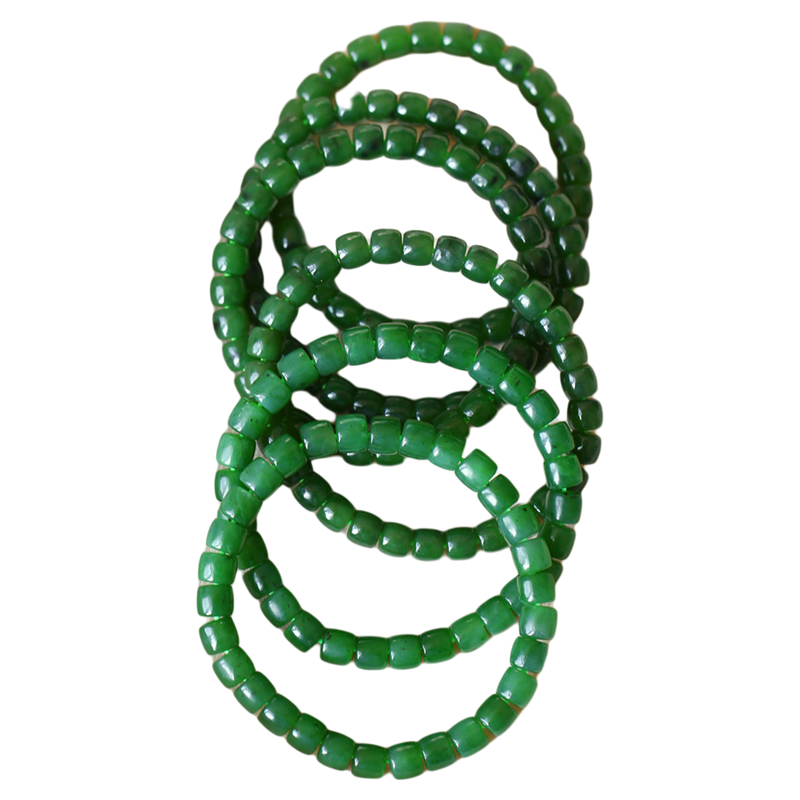 性价比太高天然俄罗斯碧玉直切桶珠款手链男女款玉石手串饰品礼物