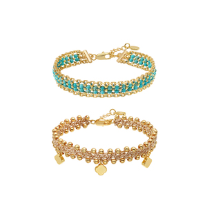 CHEZ LOOPS湖光织影手链原创高级感镀金新款编织情侣手链新年礼物