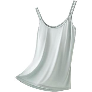 带胸垫一体吊带睡衣女夏季薄款莫代尔冰丝凉感短裤大码家居服套装