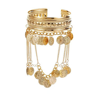 敦煌民族风西域飞天身体链舞蹈配饰希腊流苏手镯复古肚皮舞腰链女