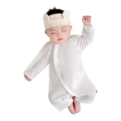婴儿夏季连体衣莫代尔长袖蝴蝶