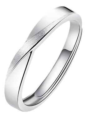 情侣s925纯银时尚简约拉丝戒指