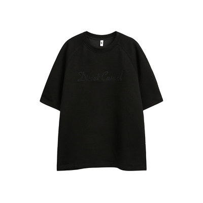 美式字母刺绣圆领短袖T恤