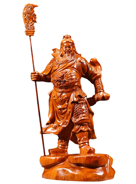 花梨关公武财神木雕摆件开业礼品